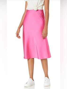 The Drop | Women's Maya Silky Slip Skirt | Small | Hot Pink